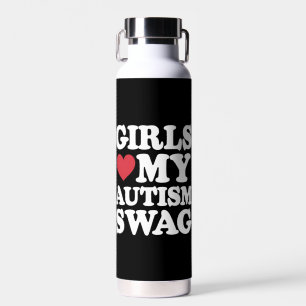 Girls Love My Autism Swag Funny Awareness Water Bottle