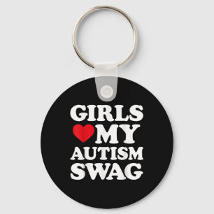Girls Love My Autism Swag Funny Girls Heart Autism Keychain
