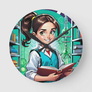 Girls Love Science! Round Clock