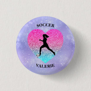 Girls Love Soccer 1 Inch Round Button