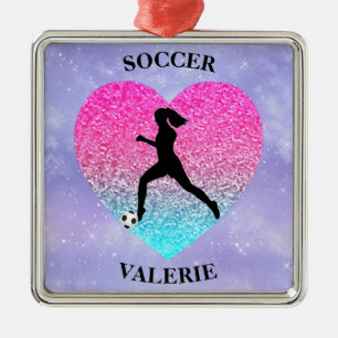 Girls Love Soccer     Metal Ornament