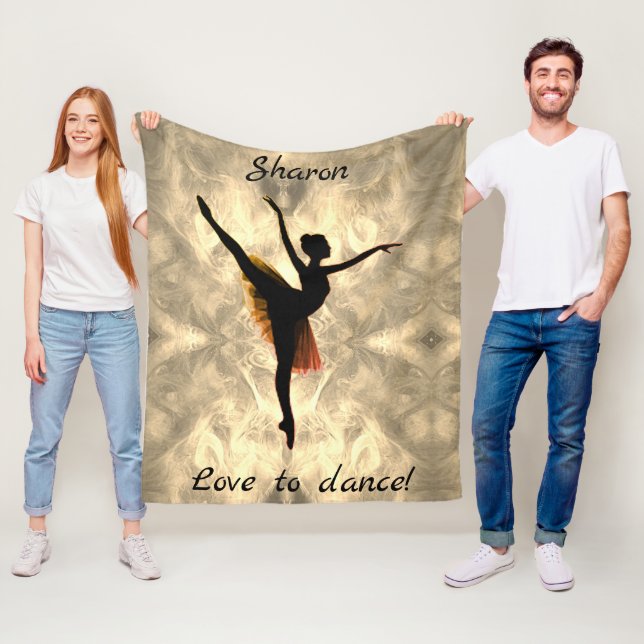 Girls Love to Dance Ballerina Personalized Fleece Blanket (In Situ)