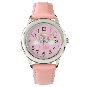 Girls Magical Pastel Unicorn Rainbow Personalized Watch
