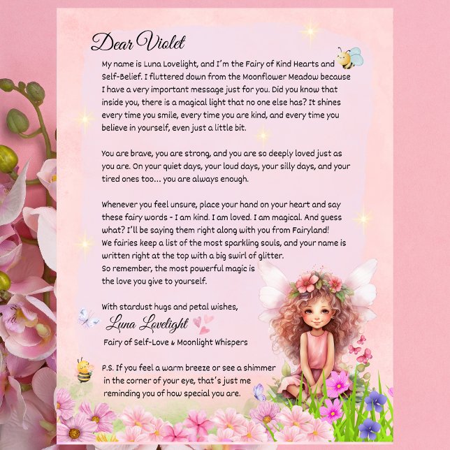 Girls Magical Self Belief Fairy Keepsake Letter (Personalized Self-Love Fairy Letter for Girls – Encouraging & Magical Gift)