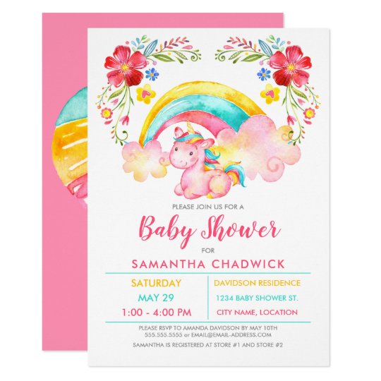 Girls Magical Unicorn Baby Shower Card Zazzle Ca