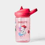 Girls Magical Unicorn Christmas Kids Personalized  Water Bottle<br><div class="desc">This lovely design features a cute Christmas unicorn in a Santa hat along with a rainbow, hearts and stars and a candy cane. It is part of a matching set of accessories. This design features the colours of the rainbow with special emphasis on pink and purple. You can easily customize...</div>