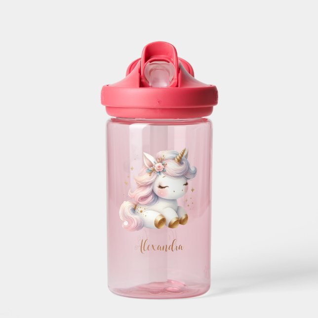 Girls Magical Unicorn Kids Personalized  Water Bottle (Front)