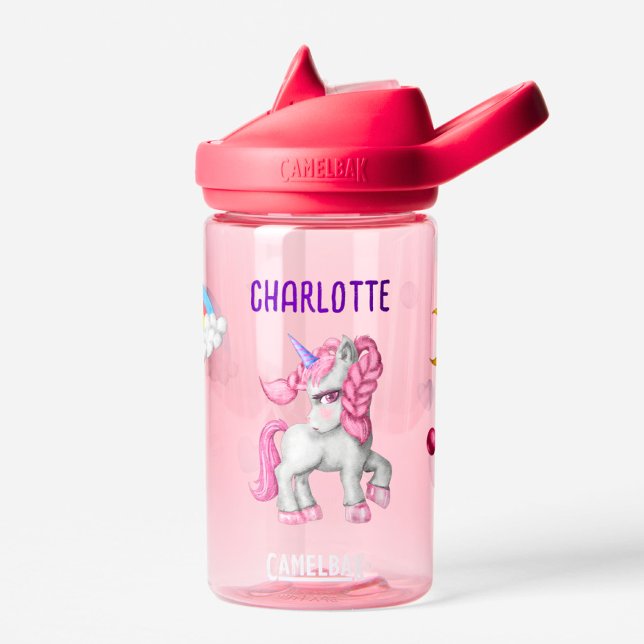 Girls Magical Unicorn Rainbow Kids Personalized  Water Bottle (Creator Uploaded)