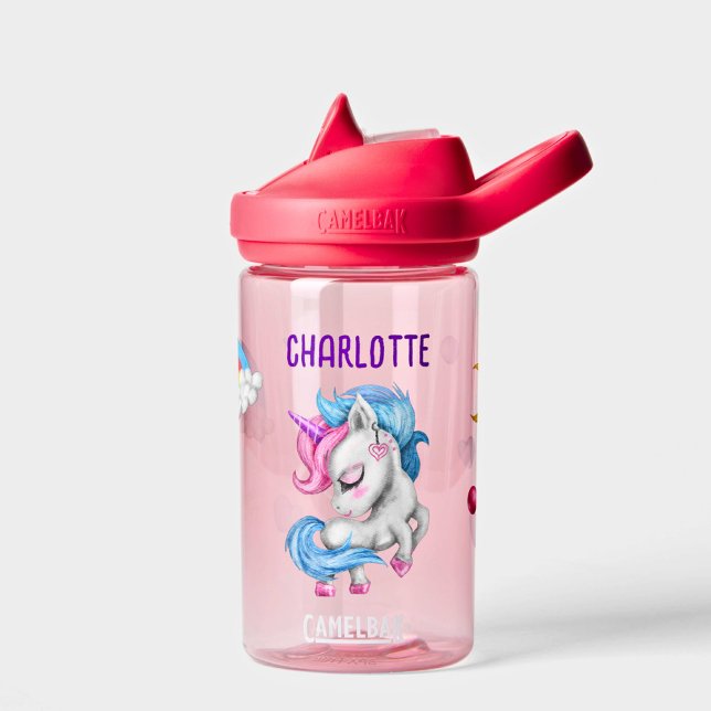 Girls Magical Unicorn Rainbow Kids Personalized  Water Bottle (Creator Uploaded)