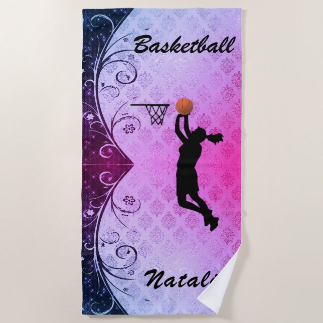 Girls Majestic Gradient Basketball   Beach Towel (Front)