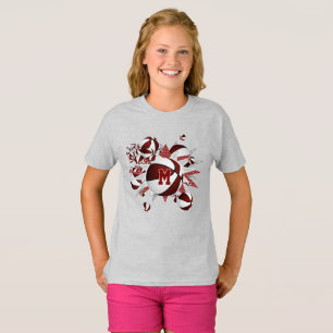 girl's maroon basketballs and stars T-Shirt