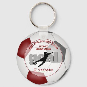 girls maroon grey soccer team member gifts keychain