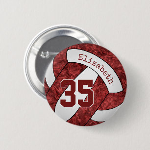 girls maroon white volleyball team colours 2 inch round button