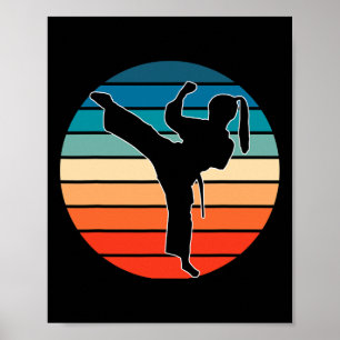 Girls Martial Arts Gift - Karate Kickboxing Retro  Poster
