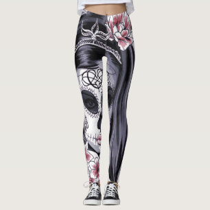 Girls Mask Halloween Flower Pants Leggings