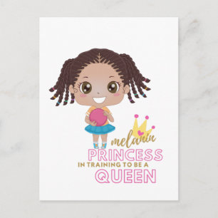 Girls MELANIN Princess In Training To Be A Queen Postcard