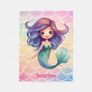Girl's mermaid fleece blanket