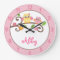 Girls Mod Owl Personalized Nursery Wall Clock