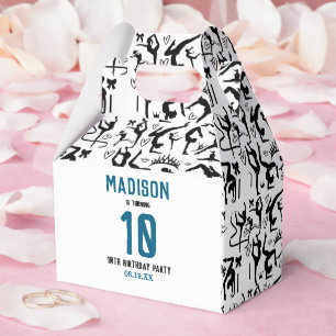 Girls Modern Black Gymnastics Kids 10th Birthday Favor Box