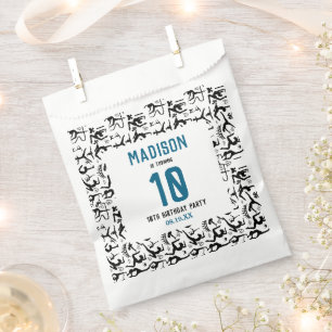 Girls Modern Black Gymnastics Kids 10th Birthday Favour Bag