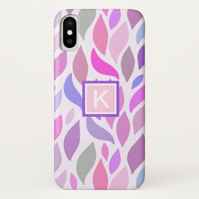 Girls Modern Pink Geometric Custom Monogram Case-Mate iPhone Case (Back)