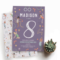 Girls Modern Purple Gymnastics Kids Birthday
