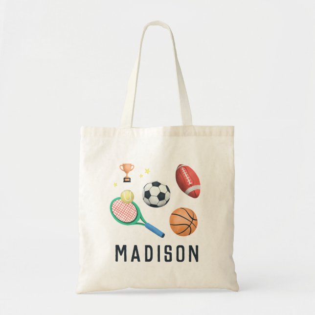 Girls Modern Tennis and Sports Kids School Tote Bag (Front)