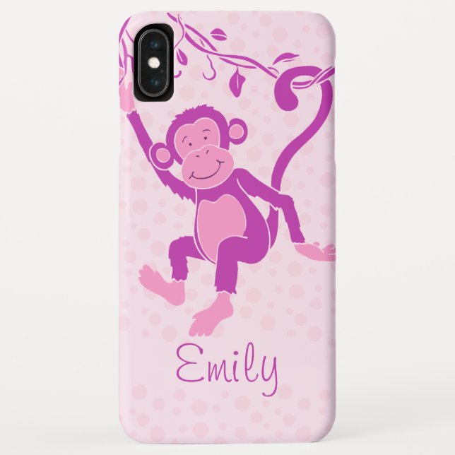 Girls monkey pink purple graphic name Case-Mate iPhone case (Back)