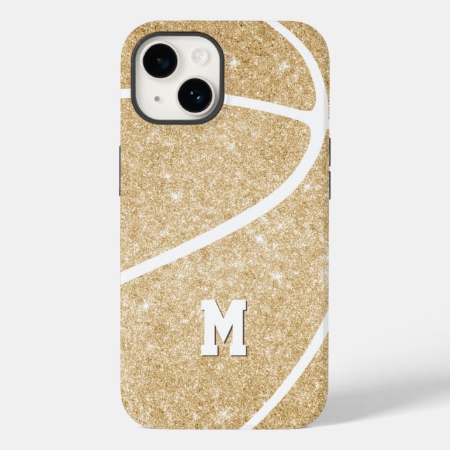 girl's monogrammed gold basketball Case-Mate iPhon Case-Mate iPhone Case (Back)