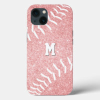 girl's monogrammed pink softball