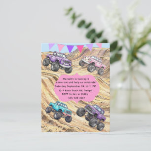 Girl's Monster Jam Birthday Digital Download  Invitation