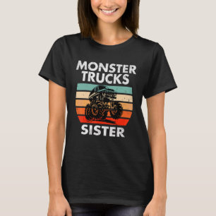 Girls Monster Truck Sisters Retro Sunset Monster T T-Shirt