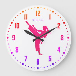 Girls Multicolored Karate  Large Clock
