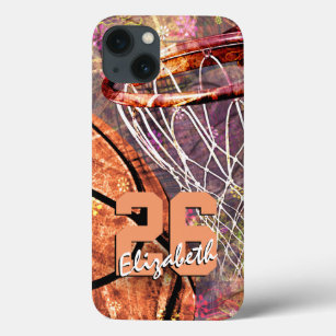 girl's name and jersey number basketball iPhone 13 case