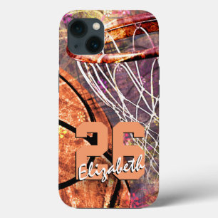 girl's name and jersey number basketball iPhone 13 case