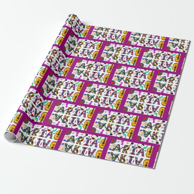 Girl's Name Aria, Birthday  Wrapping Paper (Unrolled)
