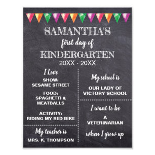 Girl's name Chalkboard First day of School Sign