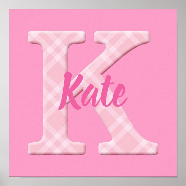 Girls Name Custom Plaid Letter K Poster (Front)