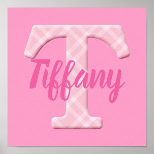 Girls Name Custom Plaid Letter T Poster