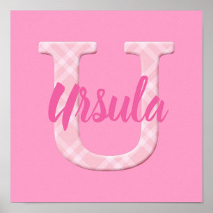 Girls Name Custom Plaid Letter U Poster