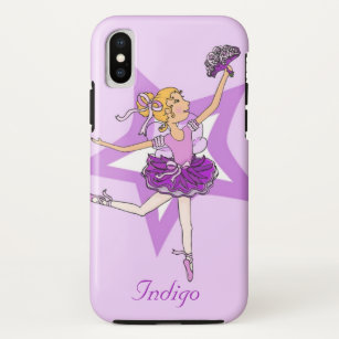Girls name dancing ballerina blonde purple case