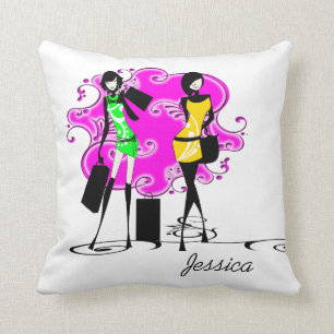 Girls name fashion models trendy throw pillow