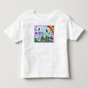 Girl's Name Hannah  Whimsical Flowers, Rainbow  Toddler T-shirt