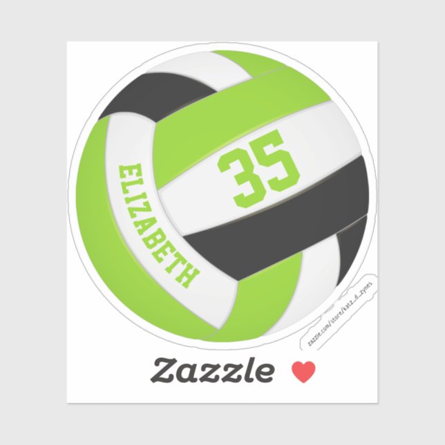 girls name jersey number lime black volleyball (Sheet)