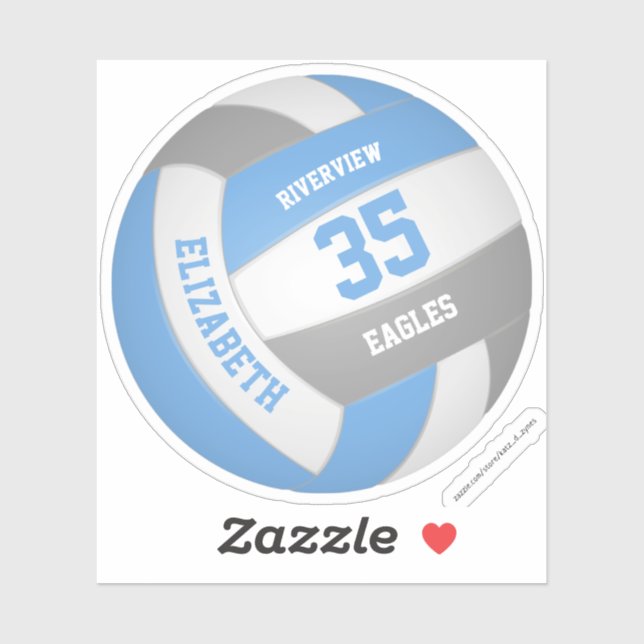 girls name jersey number lt blue grey volleyball (Sheet)