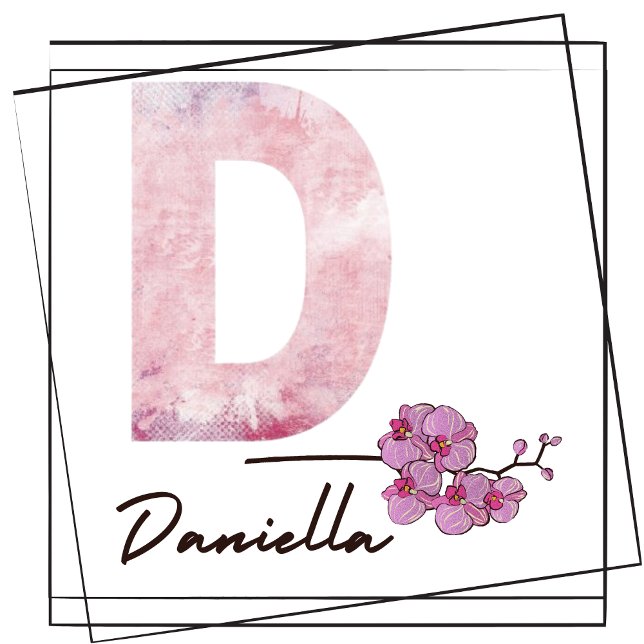 Girl's Name Letter D Pink Watercolor Poster (This is just a mockup (flower and name not included).)