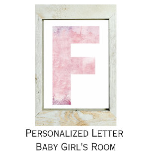 Girl's Name Letter F Pink Watercolor Poster
