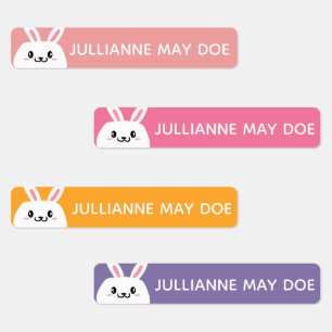 Girls Name Pastel Cute Bunny Waterproof