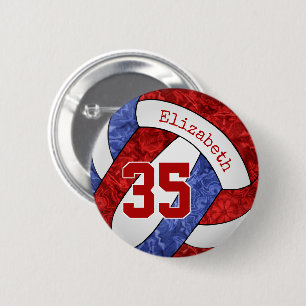girls name red blue volleyball team colours  2 inch round button