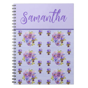 Girls Name Viola Purple Lilac Floral Flower Notebook